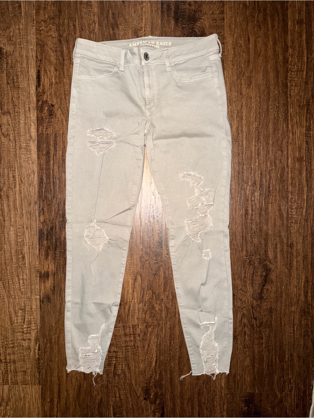 American Eagle Outfitters Light Gray Ripped Women's Jeggings